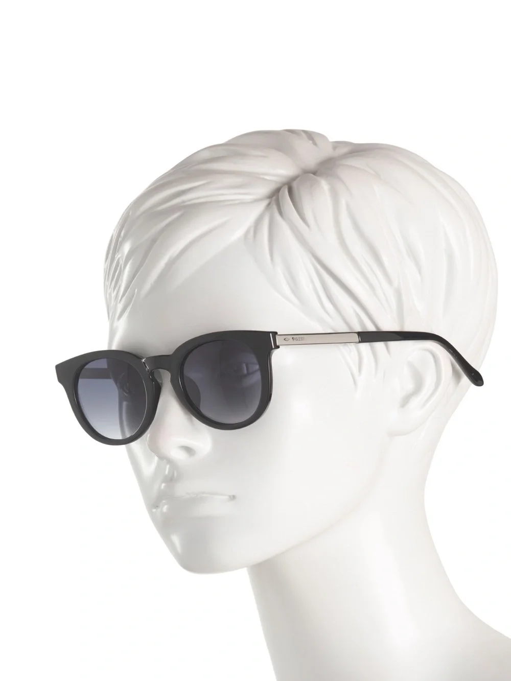 Fossil Black Round 45 mm Sunglasses with Silver Temples